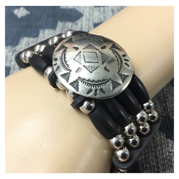 TANDY Beaded Genuine Leather Cuff Bracelet - Picture 1 of 14